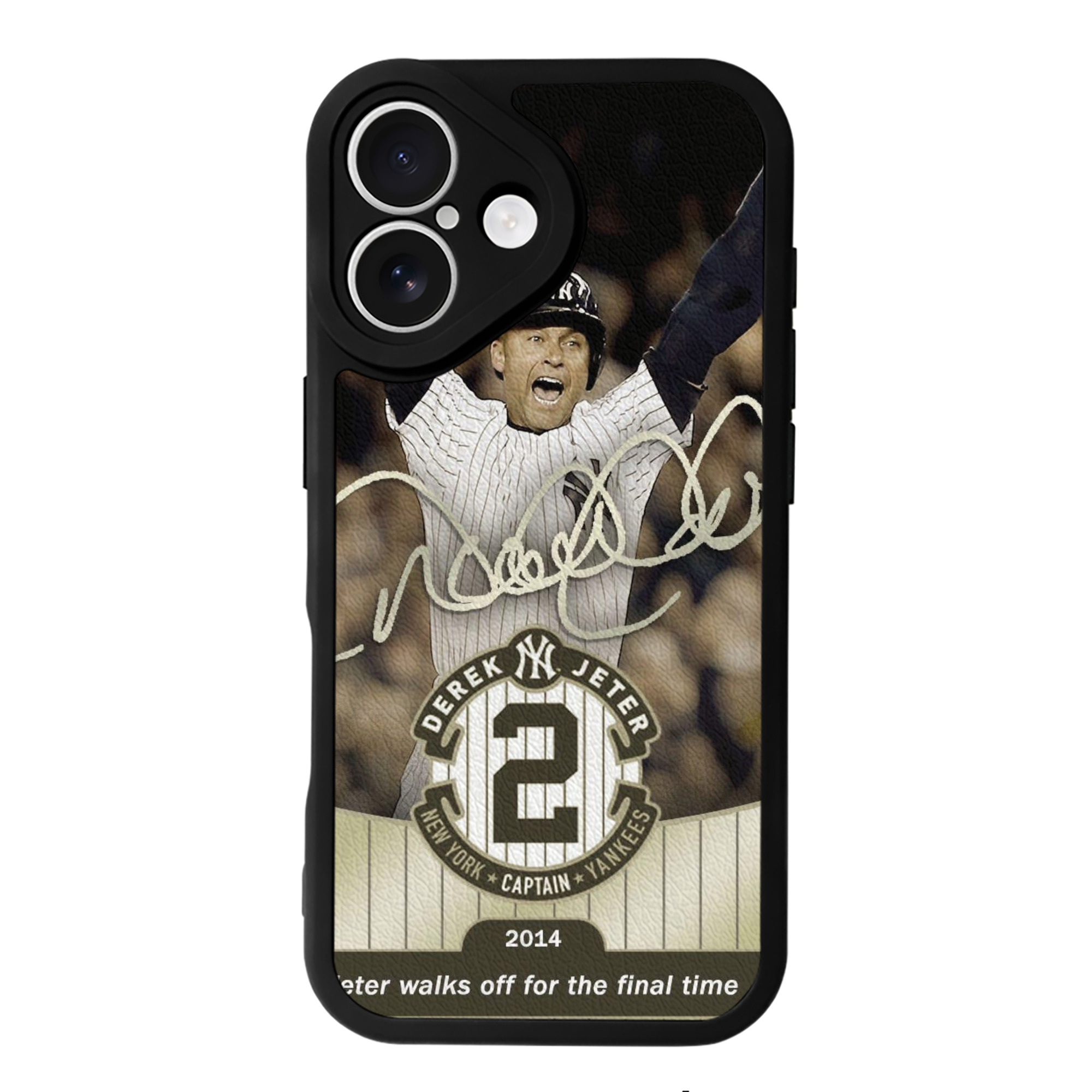 Derek Jeter 95 IPhone 16 Silicone Leather Case – UV Print, Lambskin Texture – Perfect Fit, Wireless Charging Compatible, Scratch Resistant, Precise Cutouts – Stylish Protection For IPhone 16